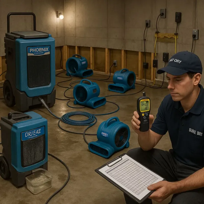 Structural Drying and Dehumidification process in Romeo, MI